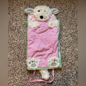 Pottery Barn Kids Pink dog doggy puppy Sleeping Bag *AMERICAN GIRL DOLL SIZED*